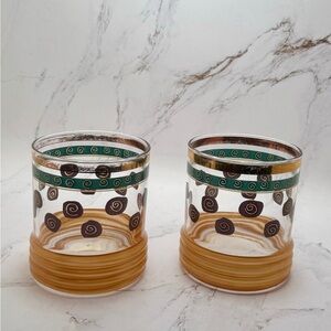Set of 2 - Vintage 90s Sakura Sango Sue Zipkin Rocks Barware Glasses